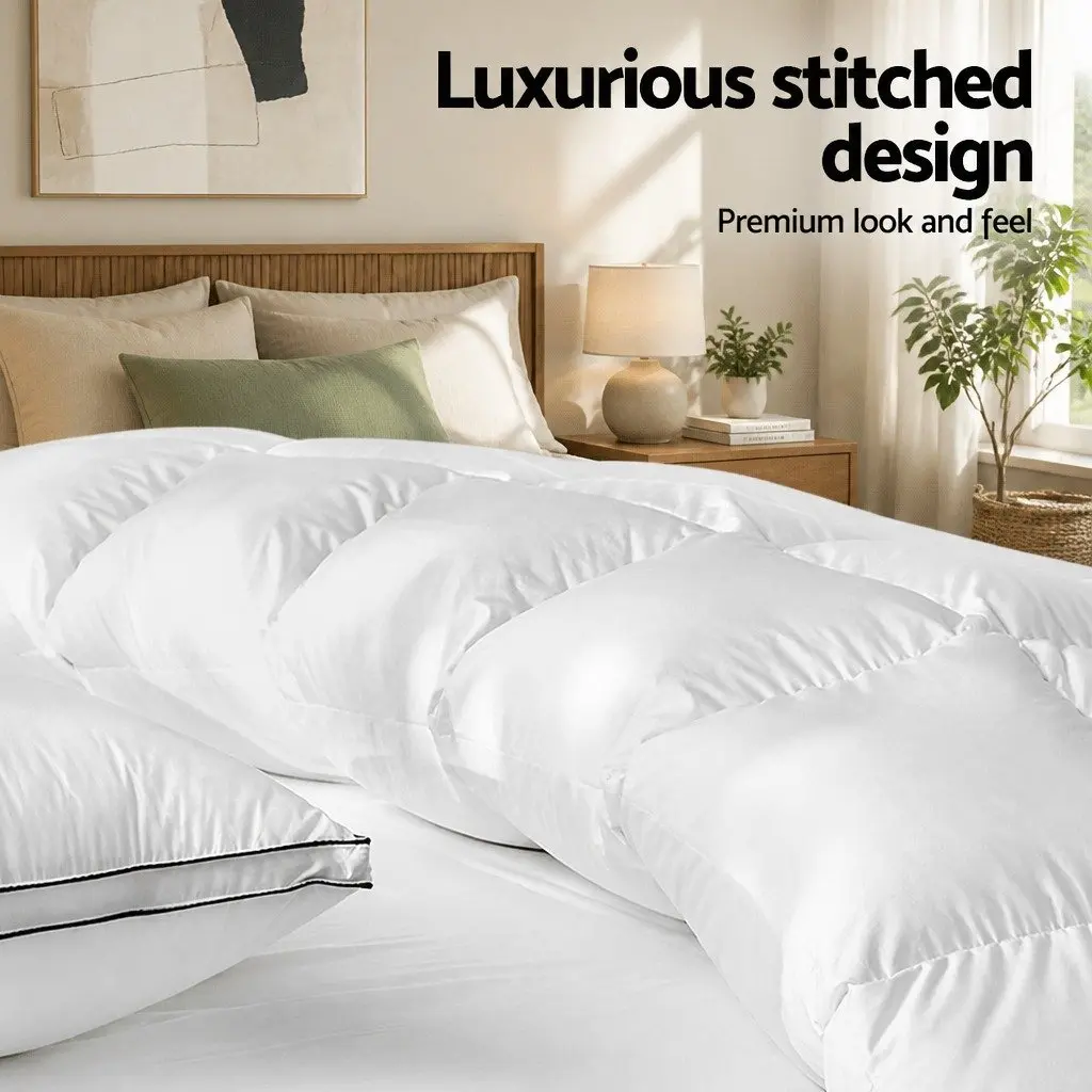 Duck Feather Down Quilt Winter Bedding King Size 500GSM White