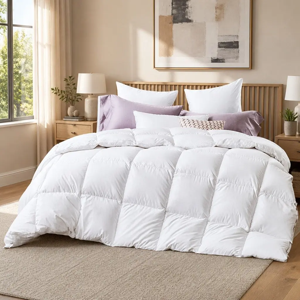 Duck Feather Down Quilt Winter Bedding King Size 500GSM White
