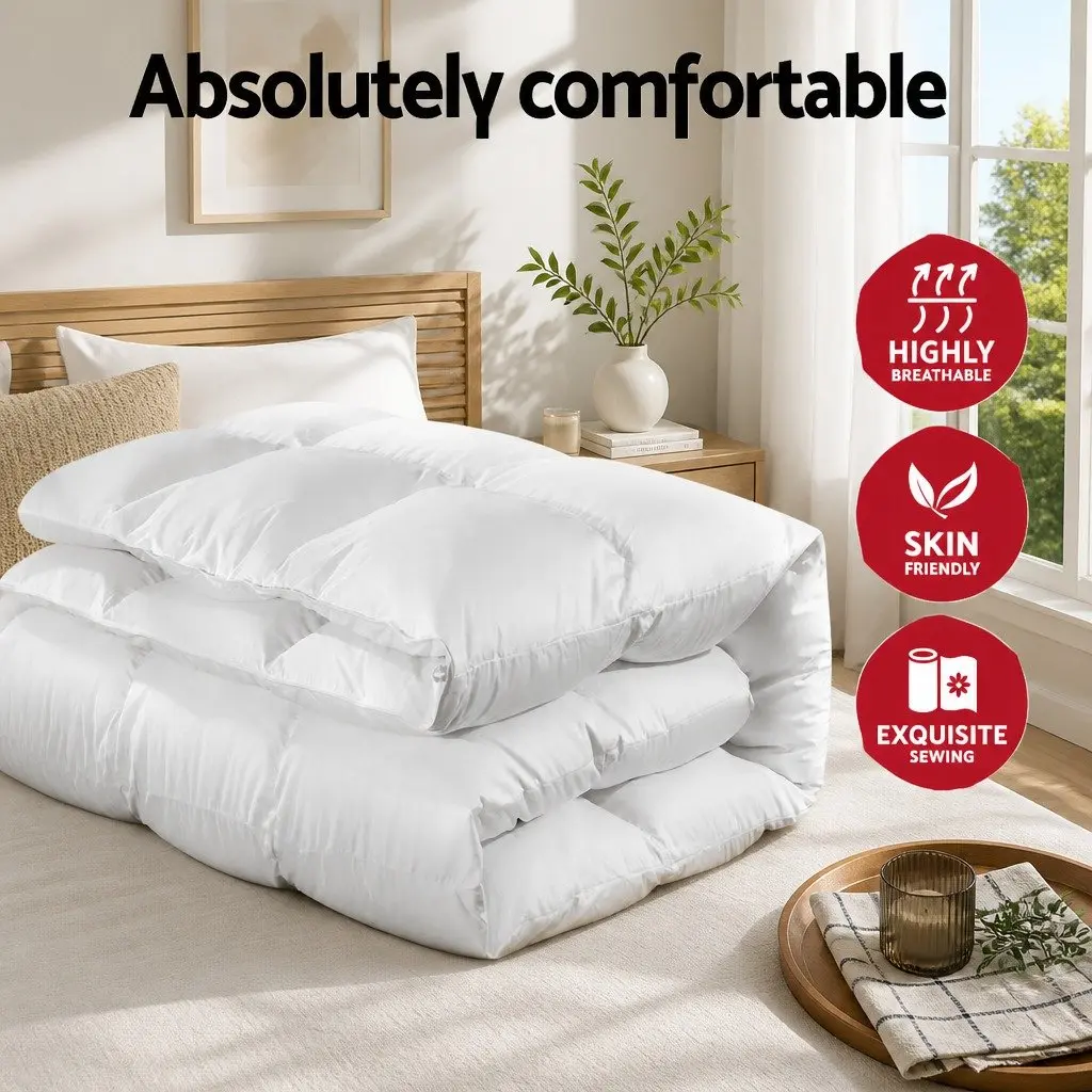 Duck Feather Down Quilt Winter Bedding Queen Size White