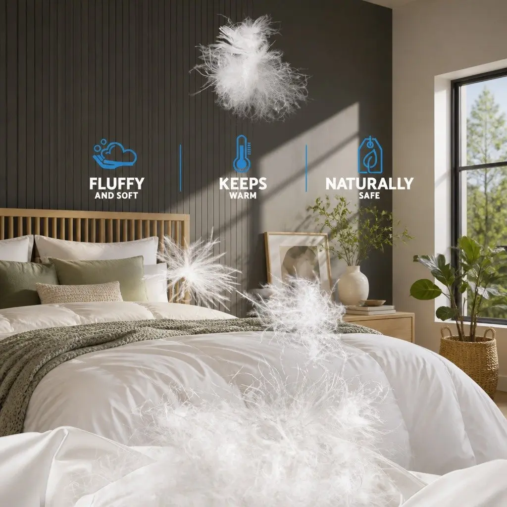 Duck Feather Down Quilt Winter Bedding Queen Size White