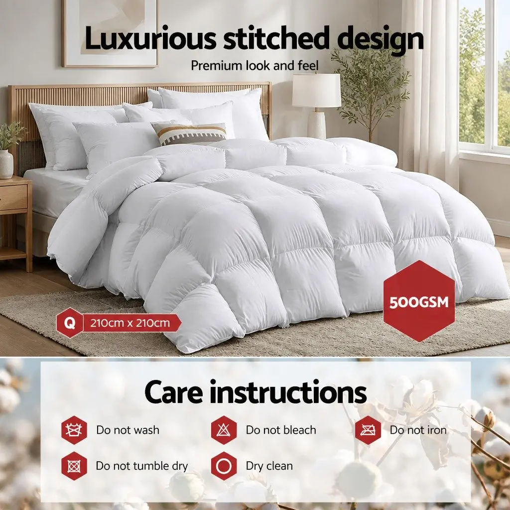 Duck Feather Down Quilt Winter Bedding Queen Size White