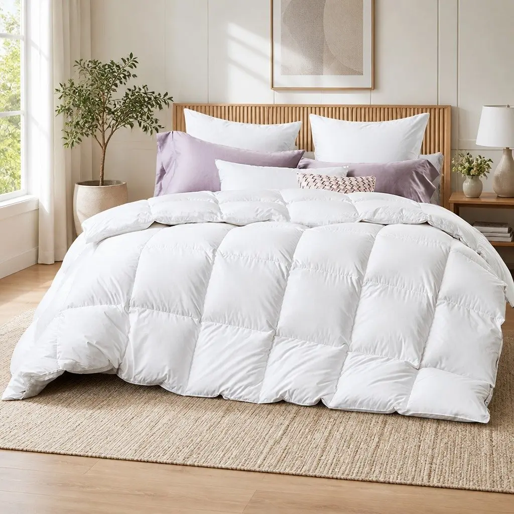 Duck Feather Down Quilt Winter Bedding Queen Size White