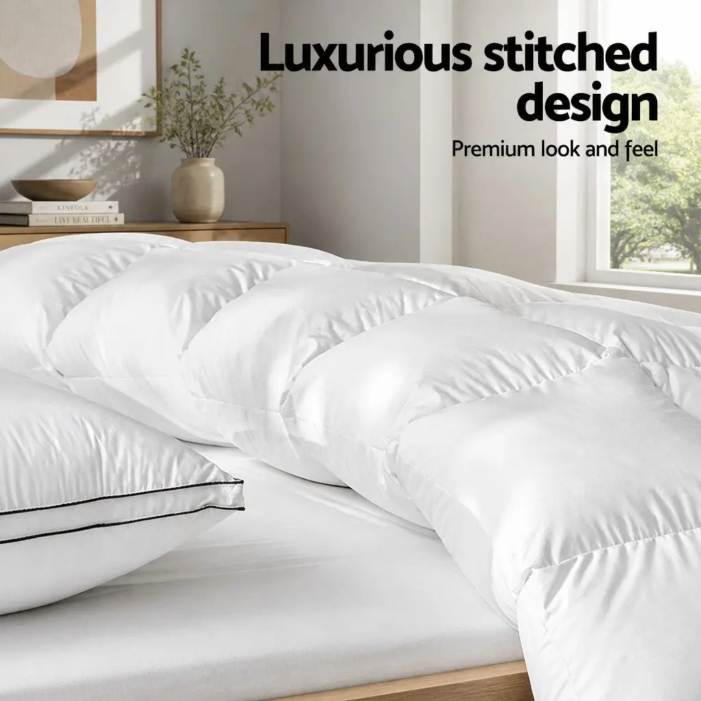Duck Feather Down Quilt Winter Warmth Super King White 500GSM