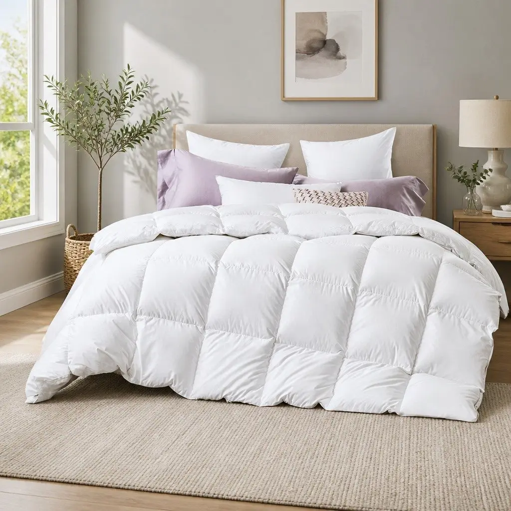 Duck Feather Down Quilt Winter Warmth Super King White 500GSM