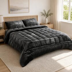 Super King Charcoal Faux Mink Quilt - Quality Meets Value