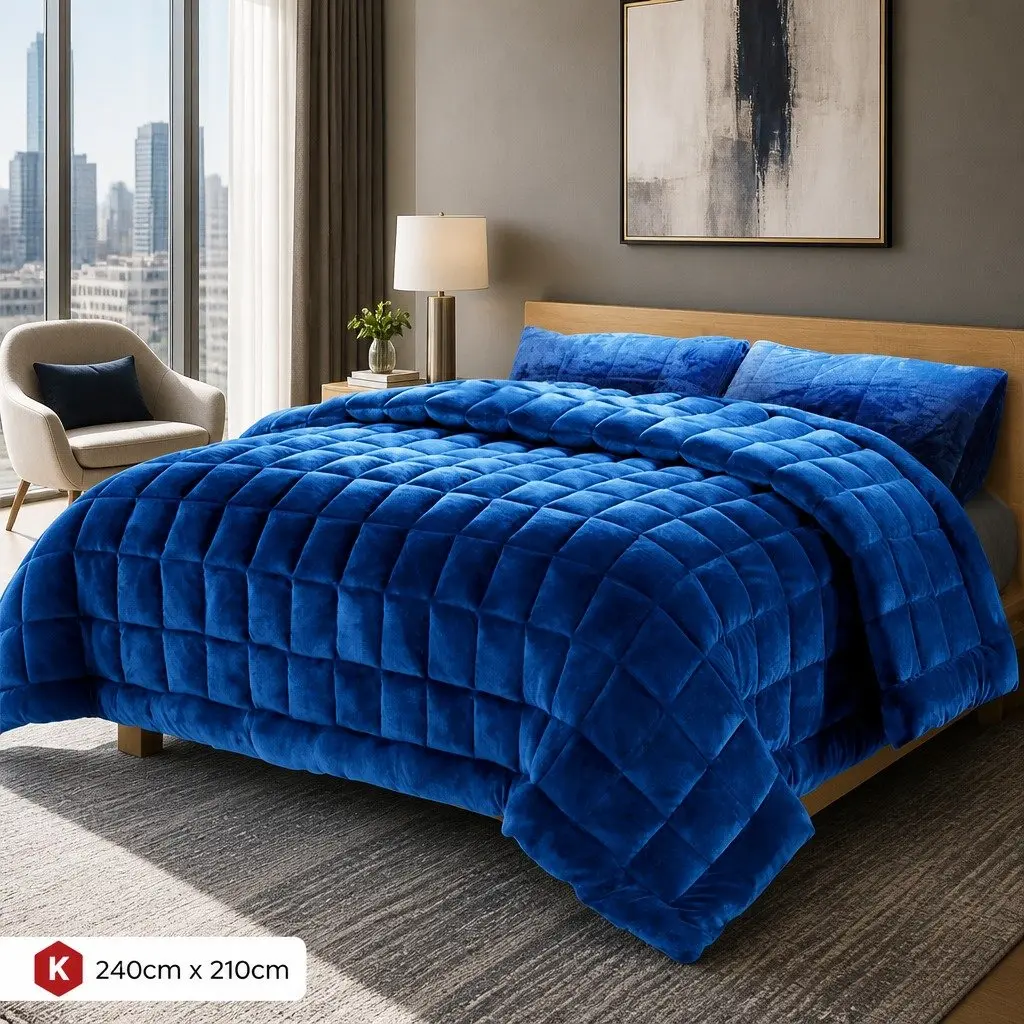 Winter Weight Double-Sided Faux Mink Quilt King Size Soft Polyester Teal