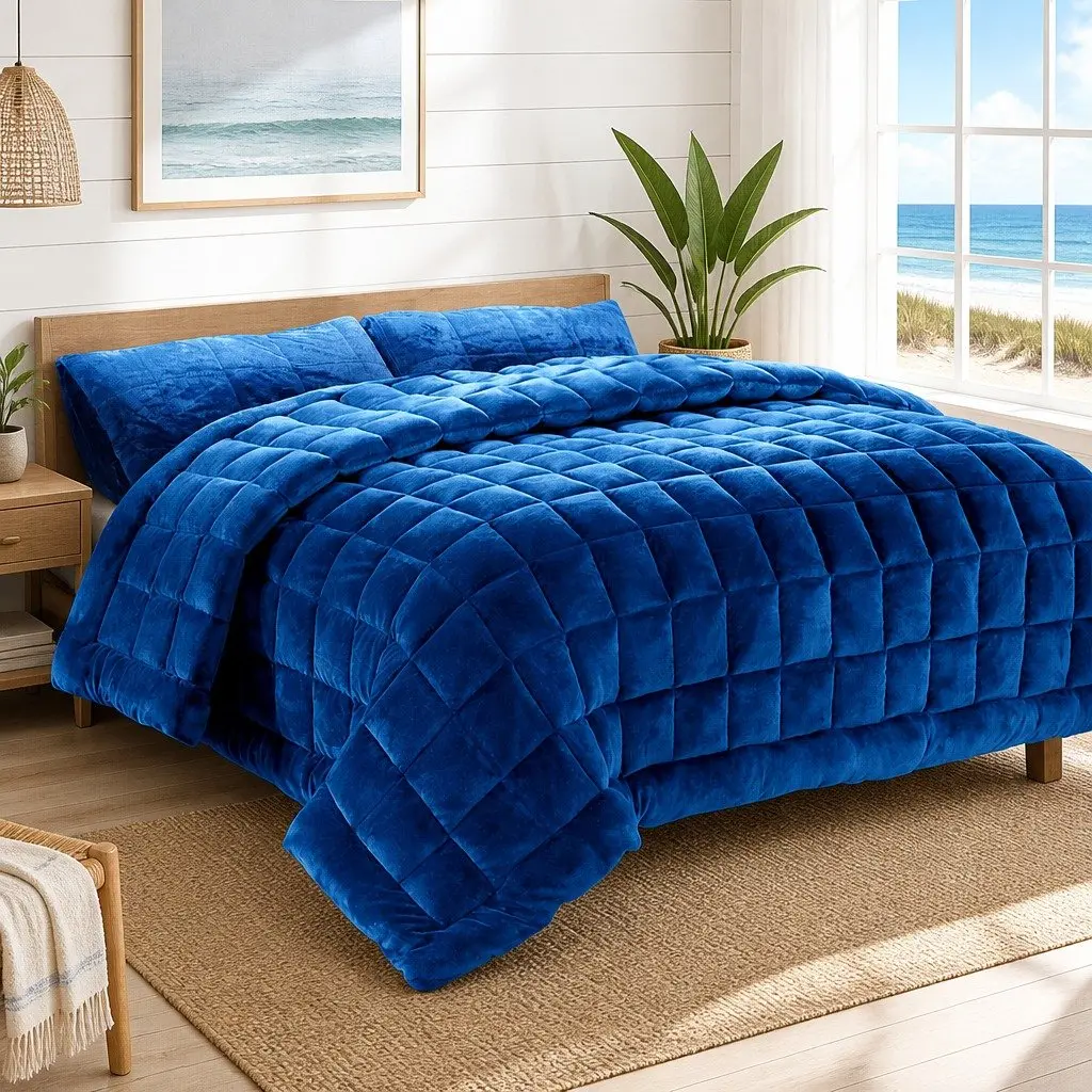 Faux Mink Quilt Queen Size Double-Sided Soft Winter Bedding with Pillowcases