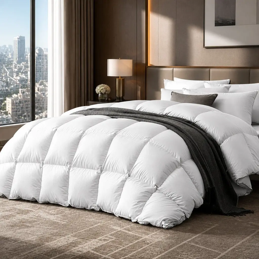 King Size Goose Down Feather Quilt Winter Weight 800GSM White