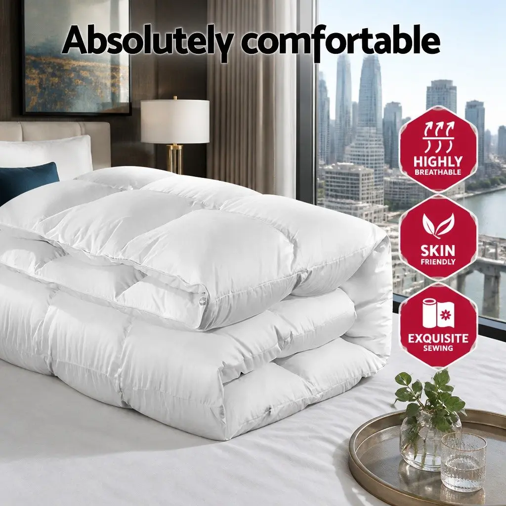 King Size Goose Down Feather Quilt Winter Weight 800GSM White