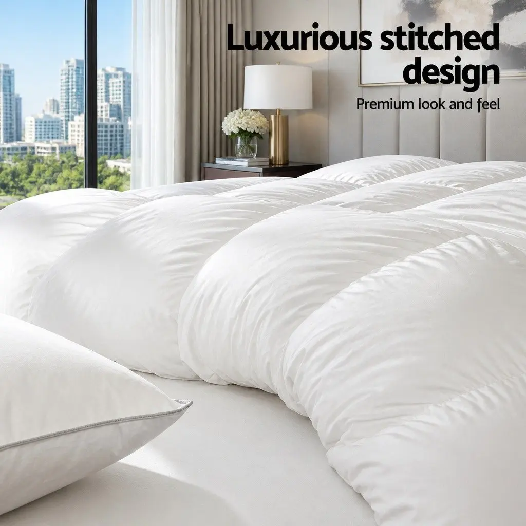 King Size Goose Down Feather Quilt Winter Weight 800GSM White