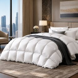 Goose Down Feather Quilt Queen 800GSM Winter Weight Luxury Bedding White