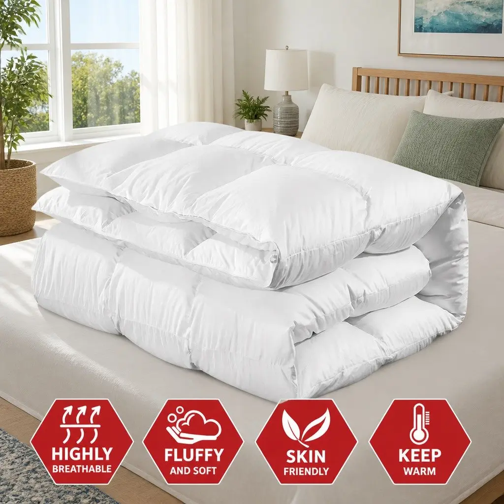 Goose Down Feather Quilt Single 800GSM Winter Duvet White