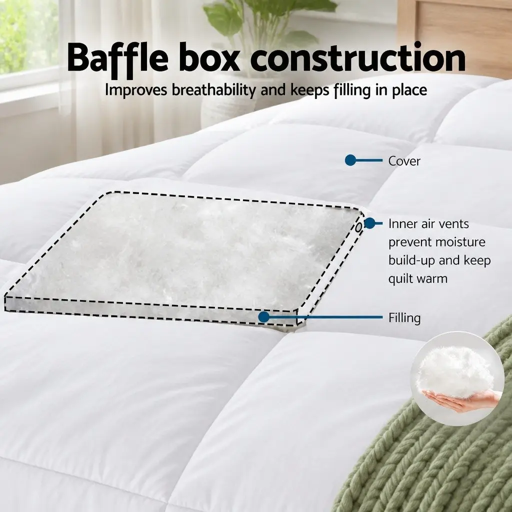Goose Down Feather Quilt Single 800GSM Winter Duvet White