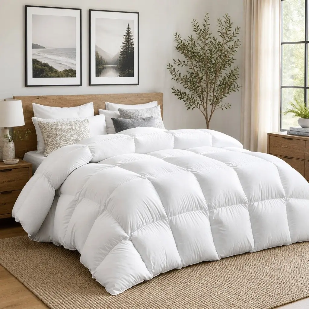 King Quilt Goose Down Feather 500GSM Winter Warmth Baffle Box Construction White 210x240cm