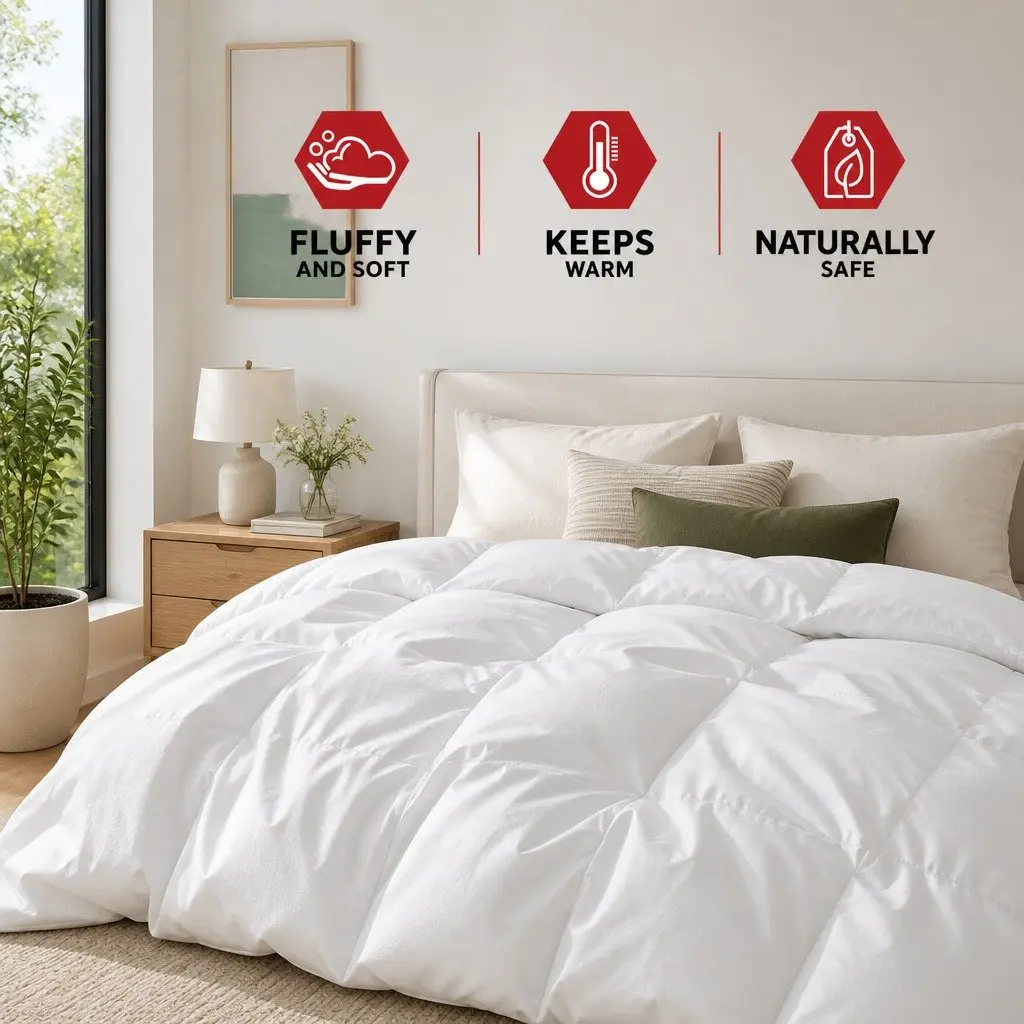 King Quilt Goose Down Feather 500GSM Winter Warmth Baffle Box Construction White 210x240cm