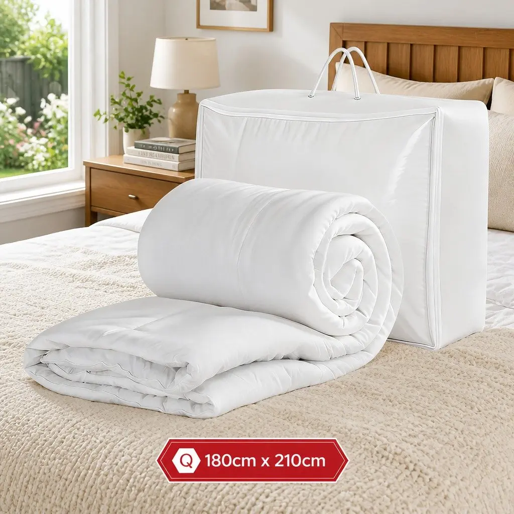 Double Bed Quilt All Season Duvet 400GSM Microfibre White Baffle Box