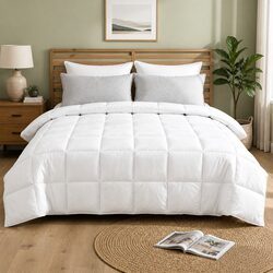 Super King Microfibre Quilt 400GSM All Season Duvet Comforter Baffle Box White