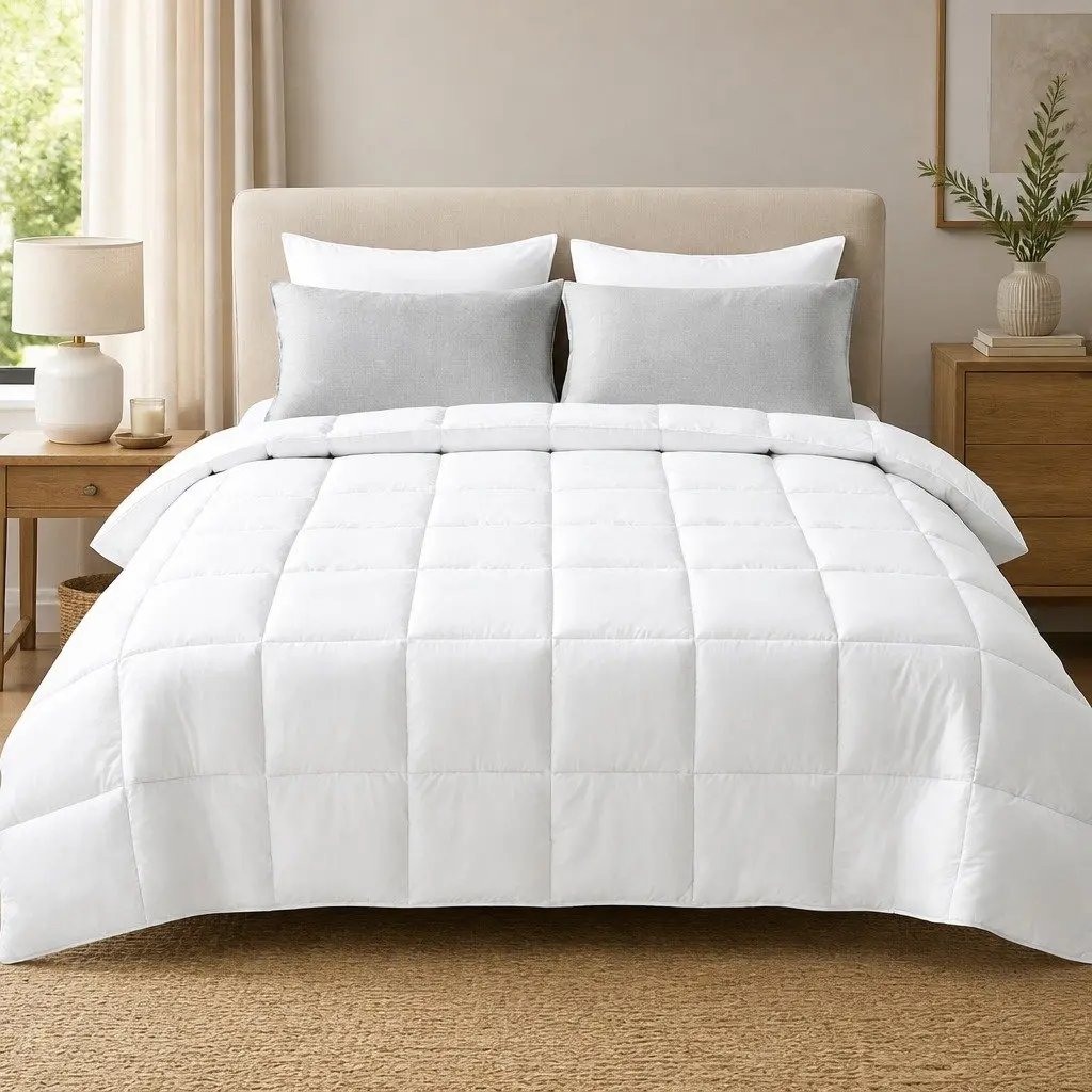 Super King Microfibre Quilt All Season Duvet 400GSM Baffle Box White