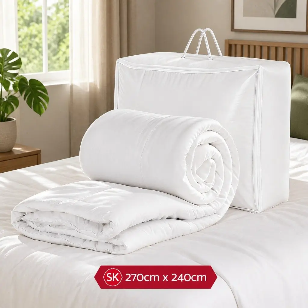 Super King Microfibre Quilt All Season Duvet 400GSM Baffle Box White