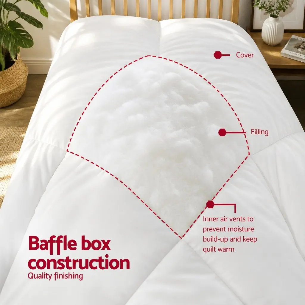 Super King Microfibre Quilt All Season Duvet 400GSM Baffle Box White