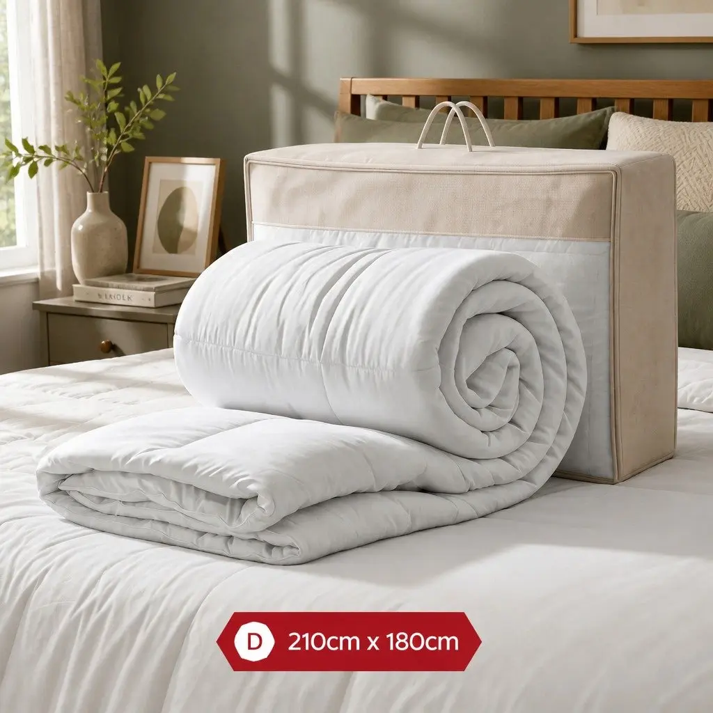 Wool Quilt Winter Double 500GSM Thick Warm White Baffle Box Construction