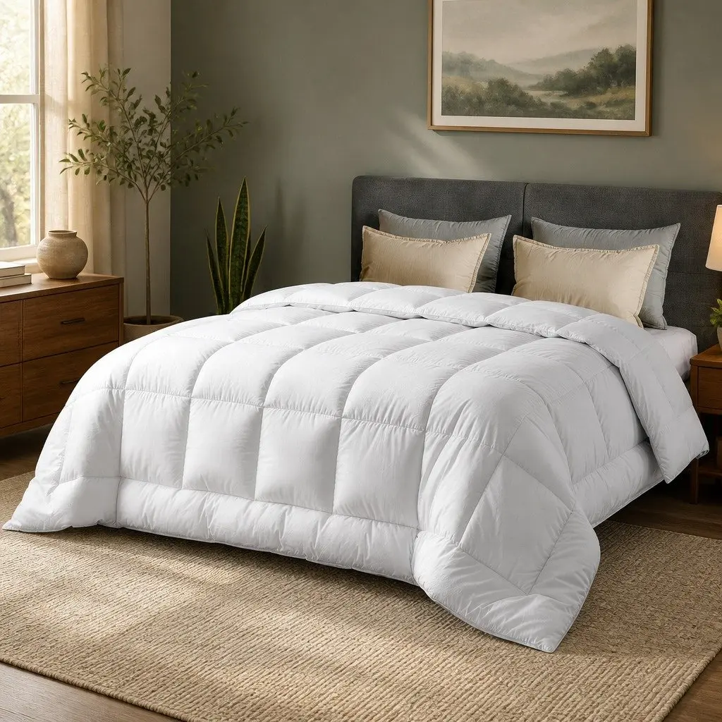 Wool Quilt Winter 500GSM Queen Size White Baffle Box Construction