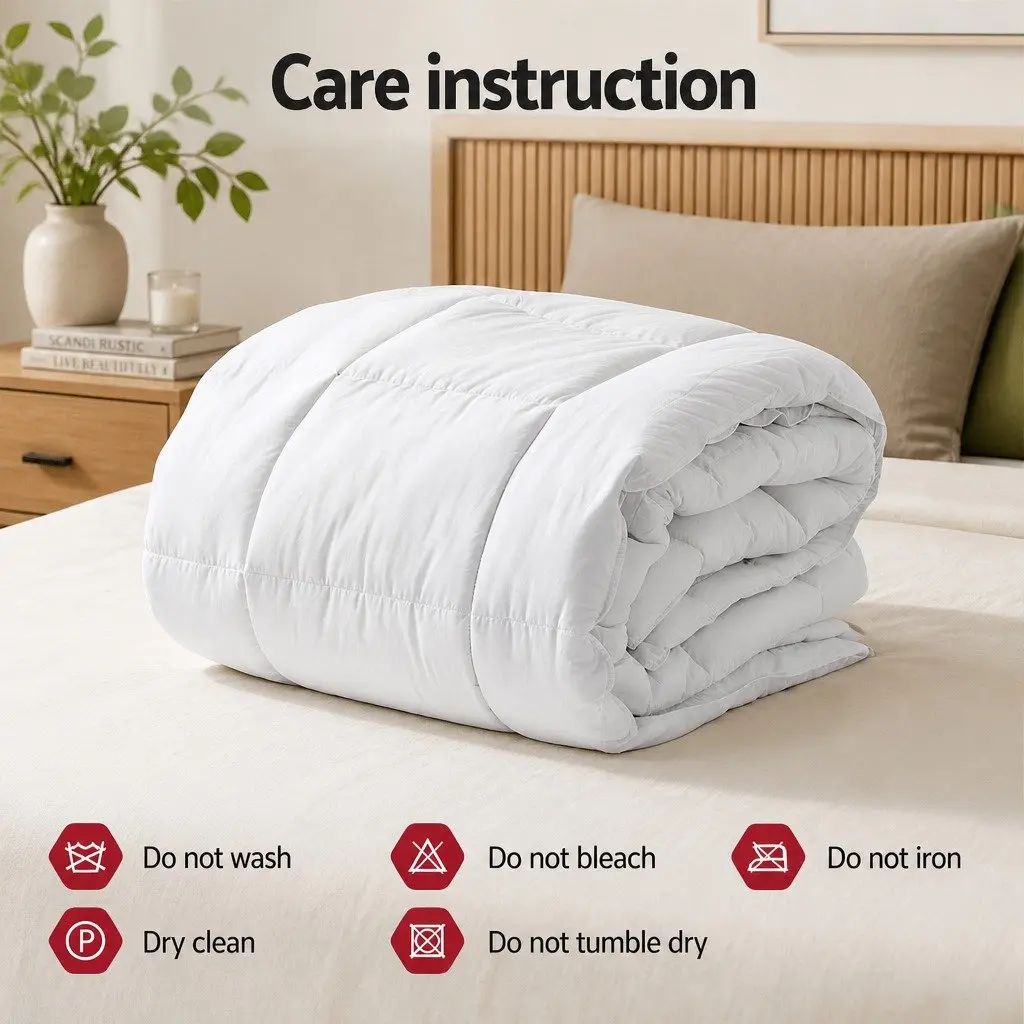 Wool Quilt Winter 500GSM Queen Size White Baffle Box Construction