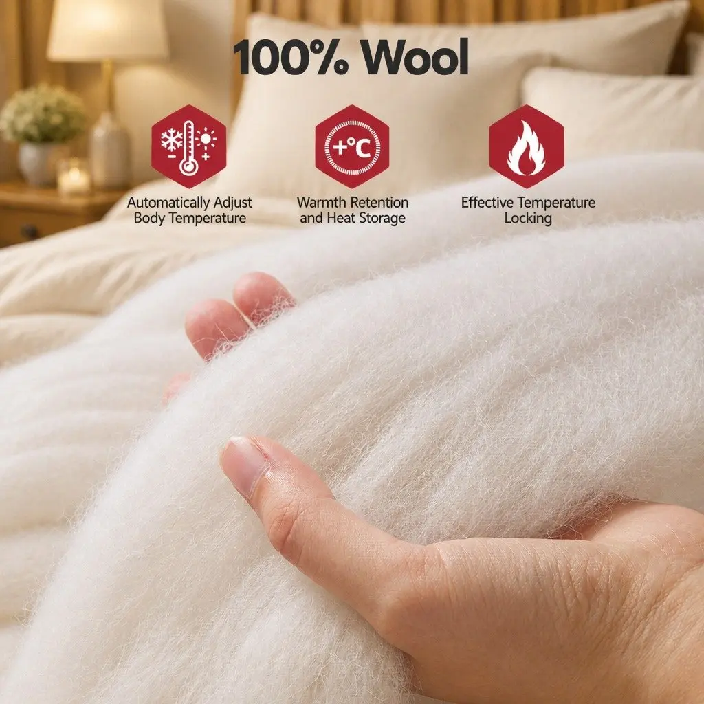 Wool Quilt Winter Super King 500GSM White Baffle Box Construction