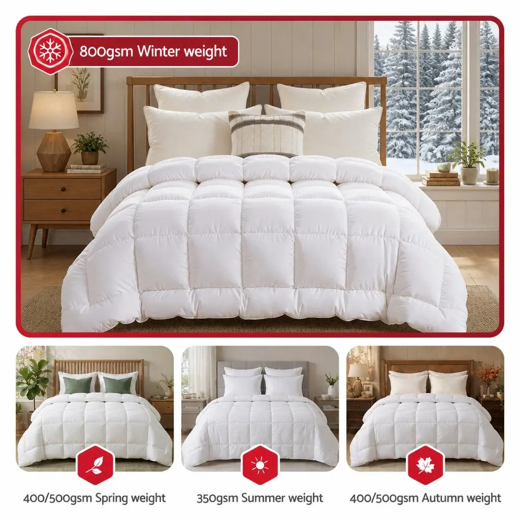 Wool Quilt Queen 800GSM Winter Doona Baffle Box Construction Extra Thick Bedding