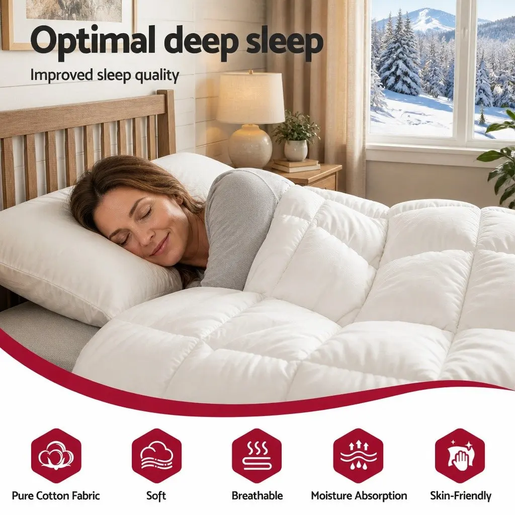 Wool Quilt Queen 800GSM Winter Doona Baffle Box Construction Extra Thick Bedding