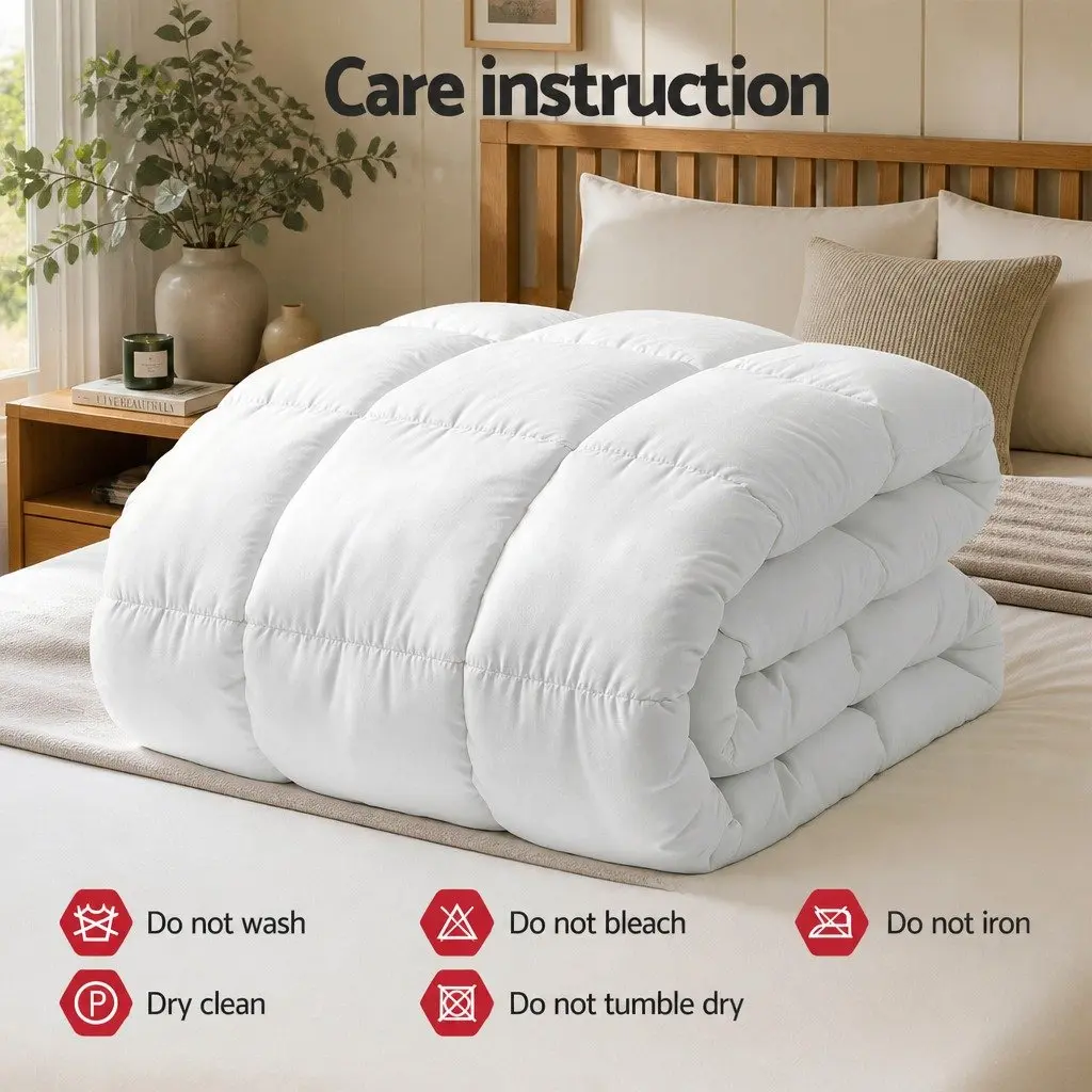 Wool Quilt Winter Super King 800GSM White Baffle Box Construction Bed Bedding