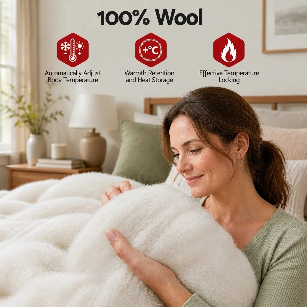 Wool Quilt Winter Super King 800GSM White Baffle Box Construction Bed Bedding