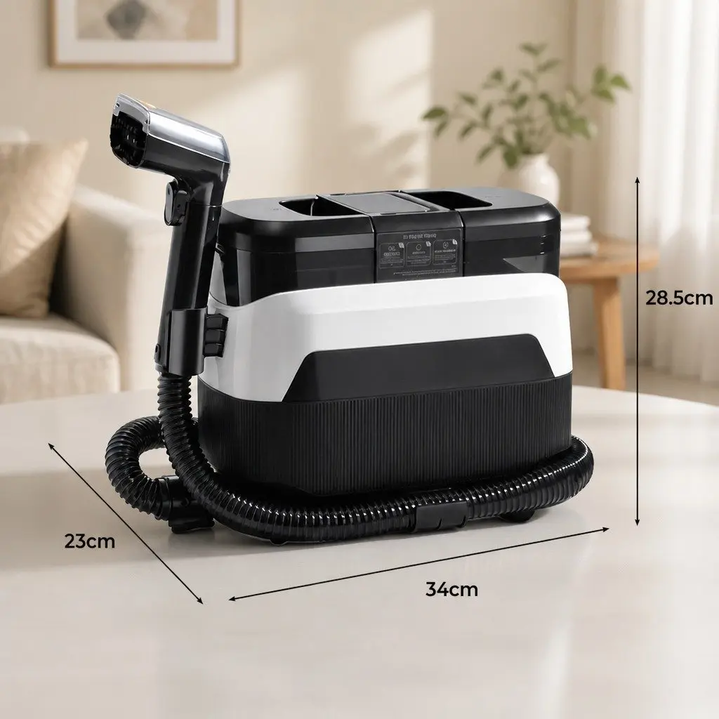 Carpet Cleaner Spot Cleaning Machine 12kPa Suction Hot Water Black and White