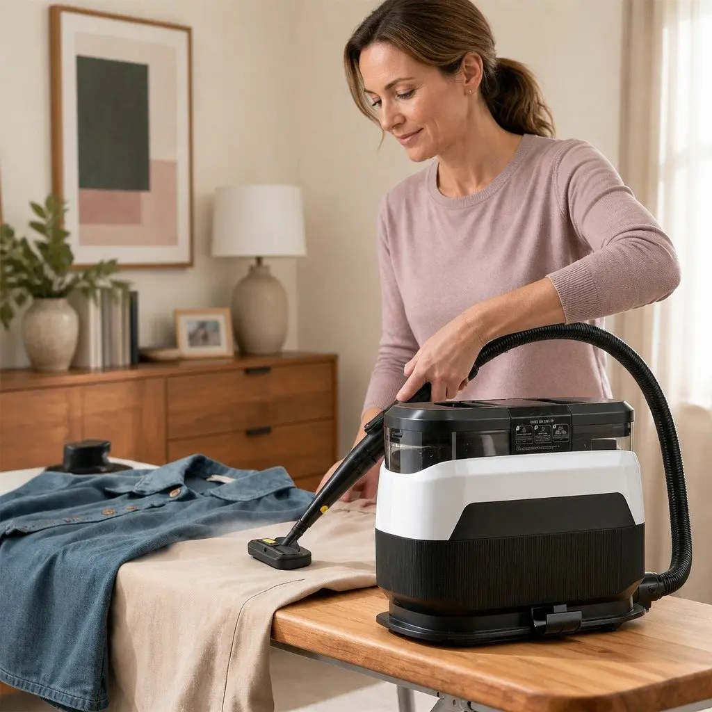 Carpet Cleaner Spot Cleaning Machine 12kPa Suction Hot Water Black and White