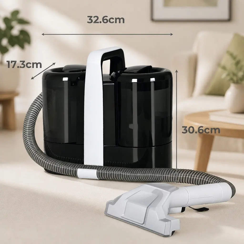 Carpet Upholstery Spot Cleaner Portable 11KPa 450W Black and White