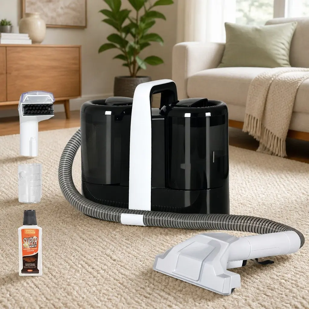 Carpet Upholstery Spot Cleaner Portable 11KPa 450W Black and White