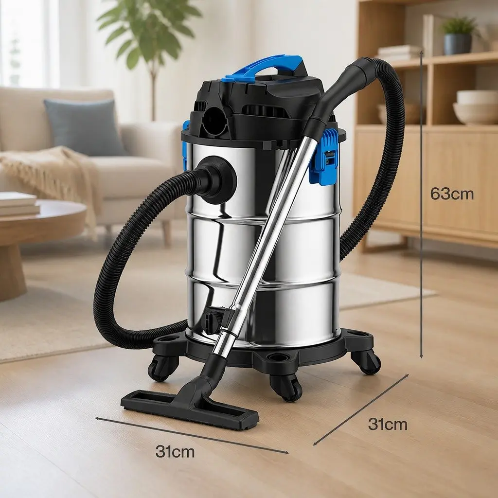 Wet Dry Vacuum Cleaner 30L 1400W Motor Blower for Home Garage Workshop Silver Black Blue