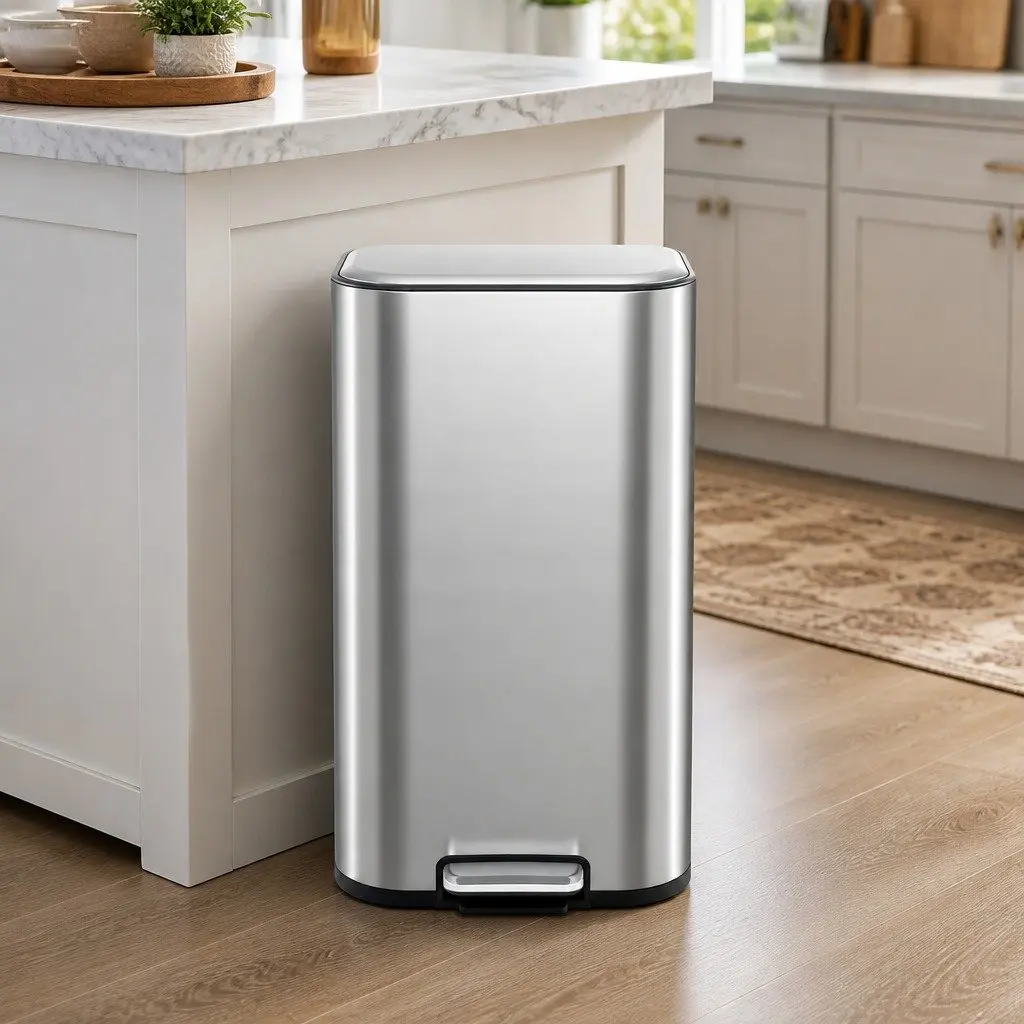 Pedal Bin 40L Steel Kitchen Trash Can Soft Close Lid Removable Bucket Garbage