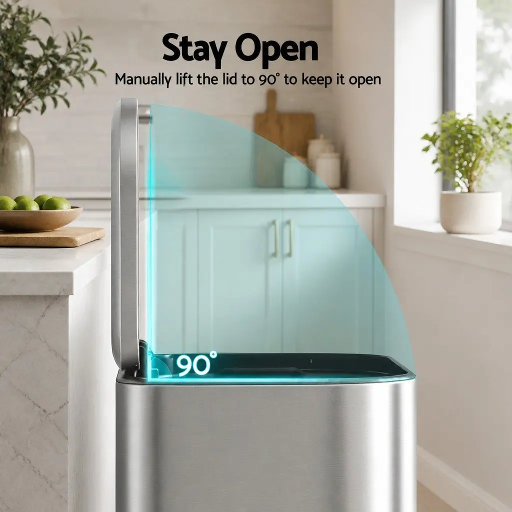 Pedal Bin 40L Steel Kitchen Trash Can Soft Close Lid Removable Bucket Garbage
