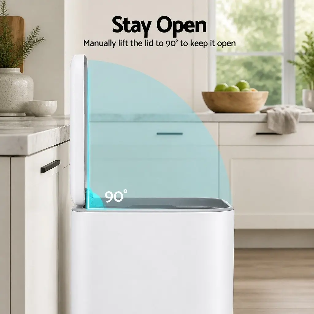 Pedal Bin 40L Kitchen Trash Can Soft Close Lid Rectangular White Steel