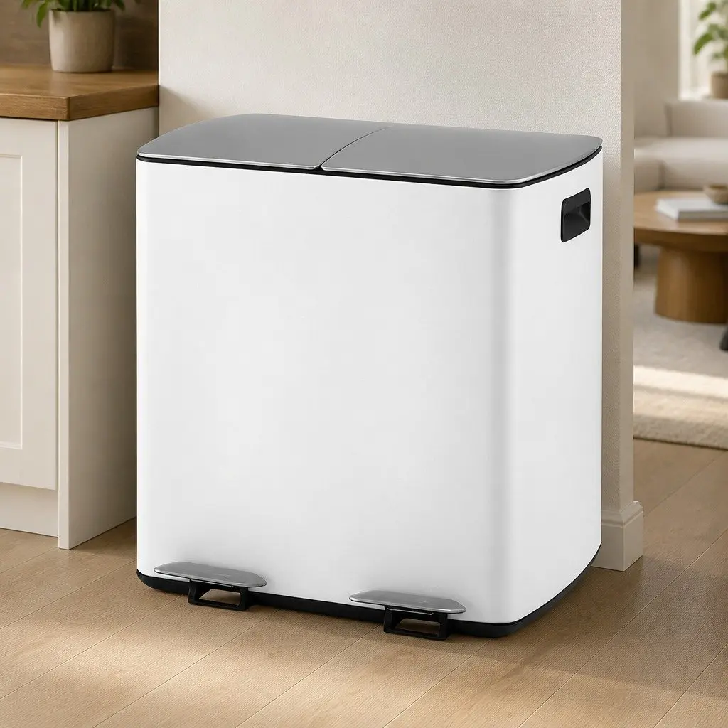 40L White Pedal Bin for Simple Waste Management