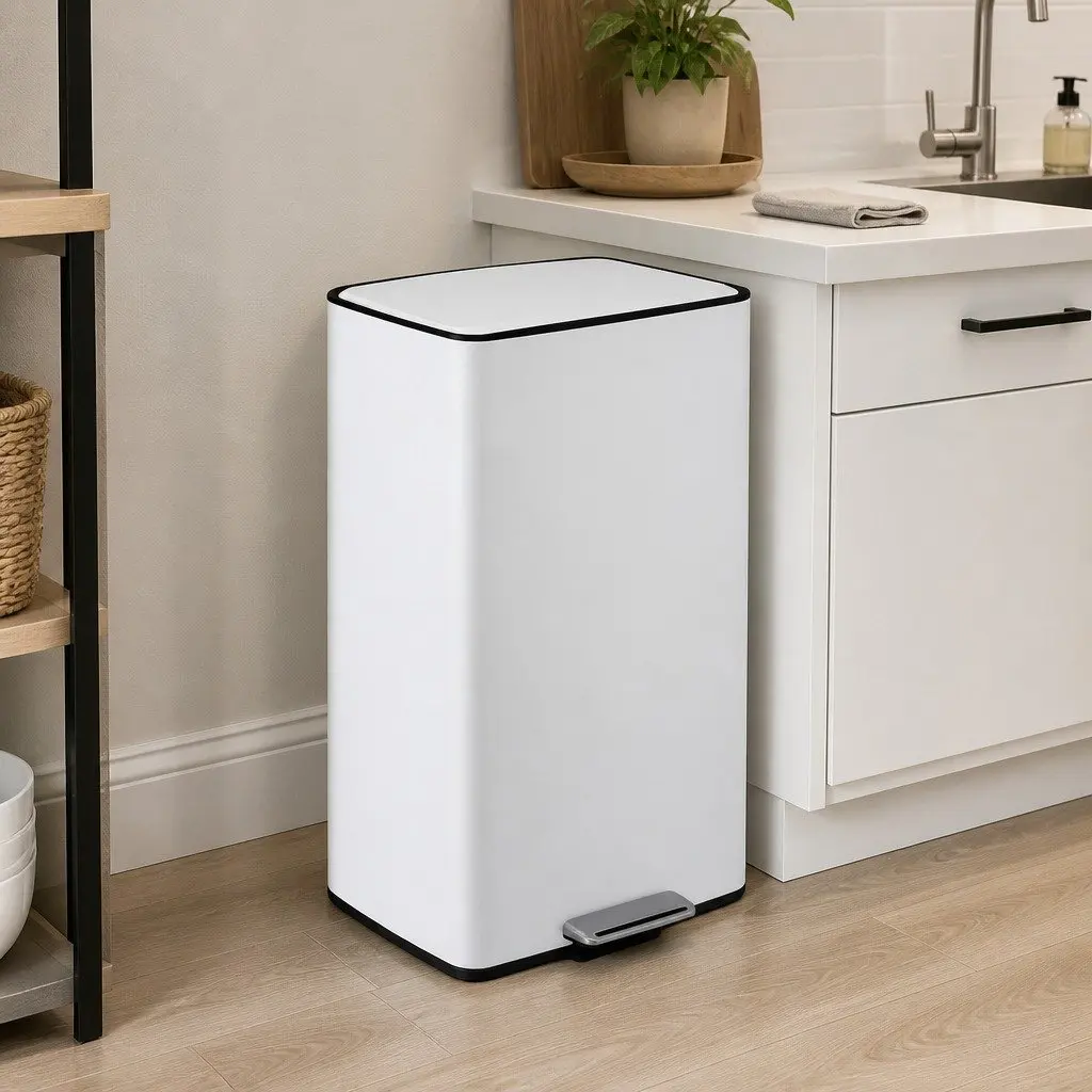 Pedal Bins 40L Rubbish Waste Kitchen Trash Can Hands-Free Soft-Closing Dustbin