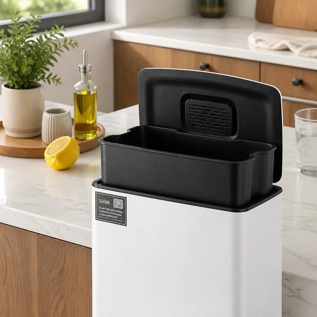 Pedal Bins 40L Rubbish Waste Kitchen Trash Can Hands-Free Soft-Closing Dustbin