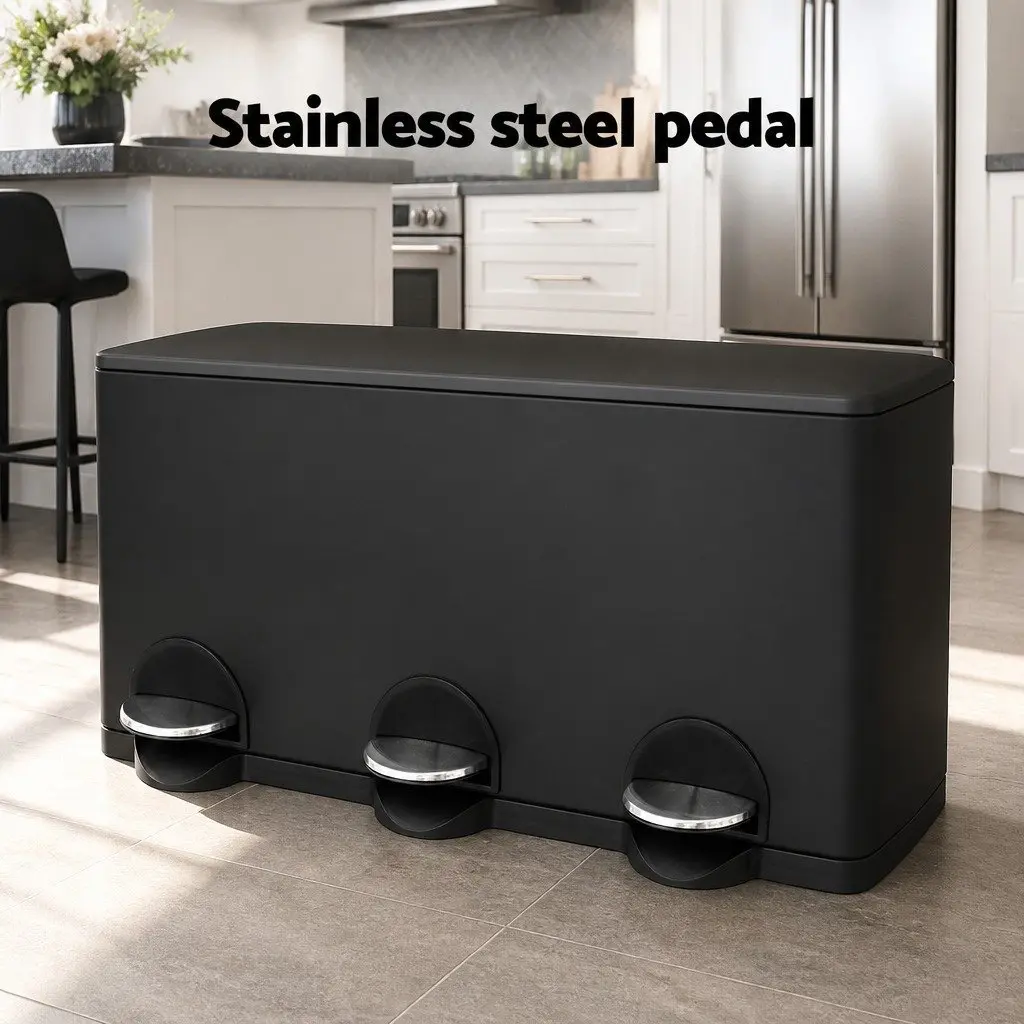 45L Triple Compartment Pedal Bin