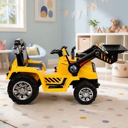 Kids Electric Ride On Bulldozer Digger Loader 6V Toy Car Remote Control Yellow