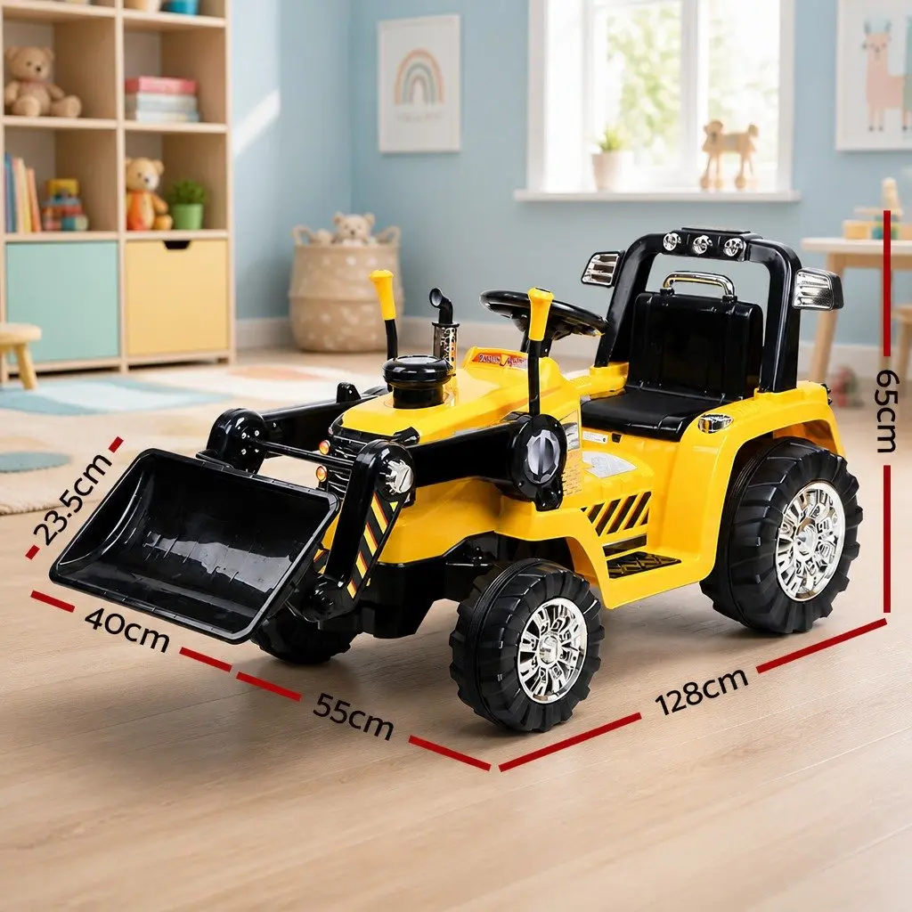 Kids Ride On Bulldozer Digger Loader Electric Toy Car Remote Control Yellow 6V