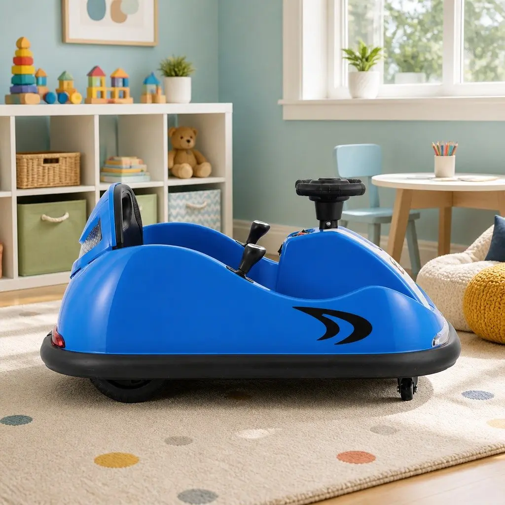 Ride On Car Electric Toy Bumper Car 6V for Kids with Remote Control Blue