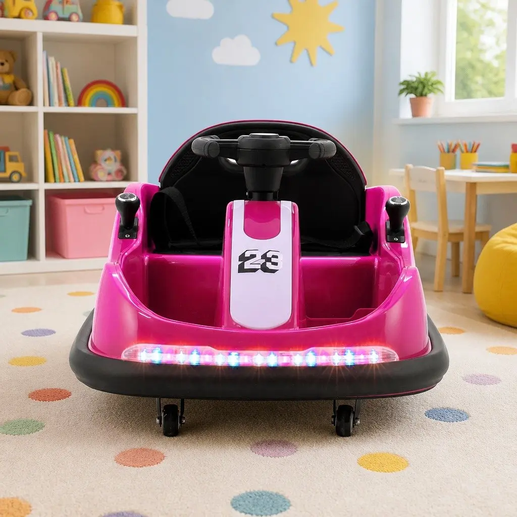 Kids Ride On Bumper Car Electric Toy Remote Control Steering Wheel Pink