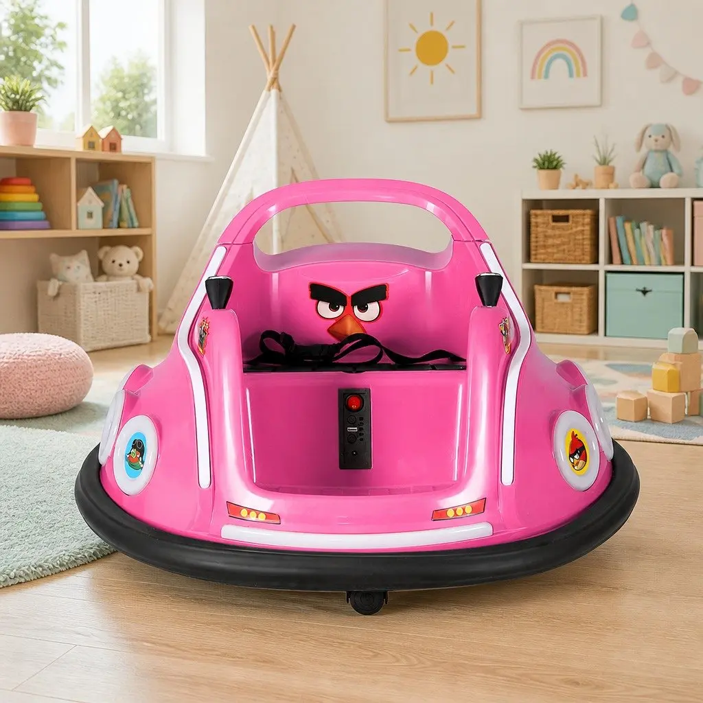 Ride On Bumper Car Electric Toy Joystick Control Pink 360 Degree Rotation LED Lights