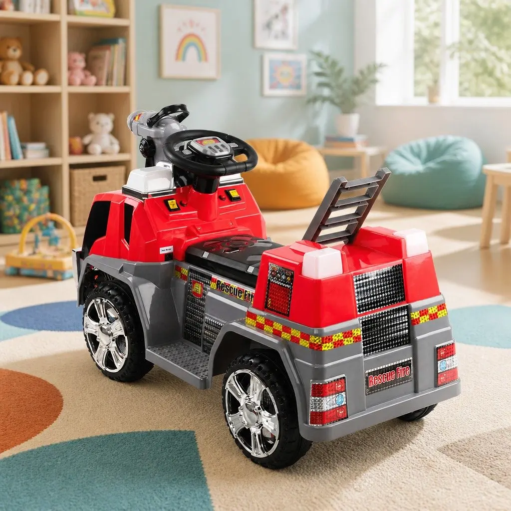 Kids Ride On Fire Truck Electric Toy Car 6V Red